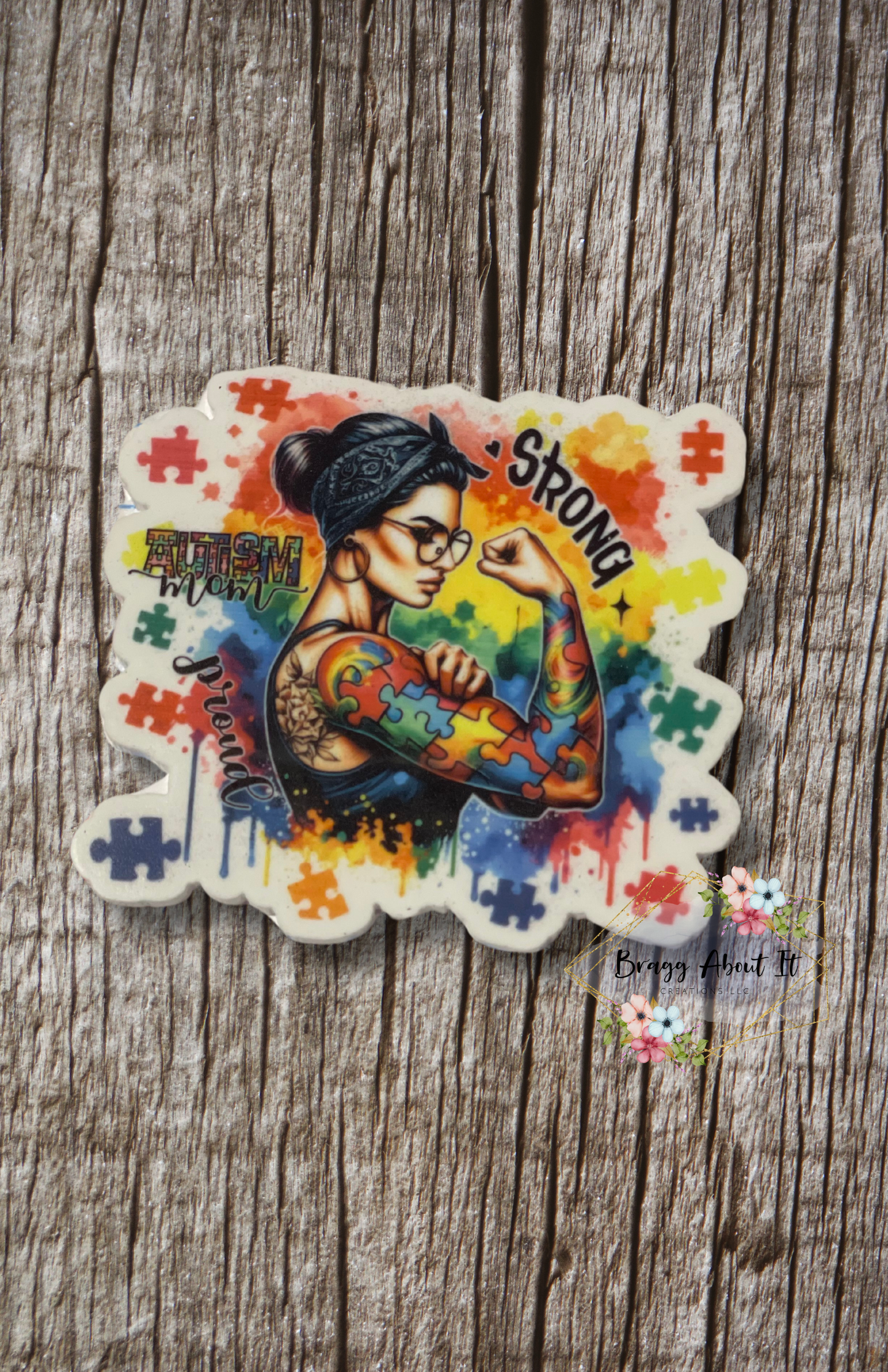 "Autism Mom Strong" Bag Charm