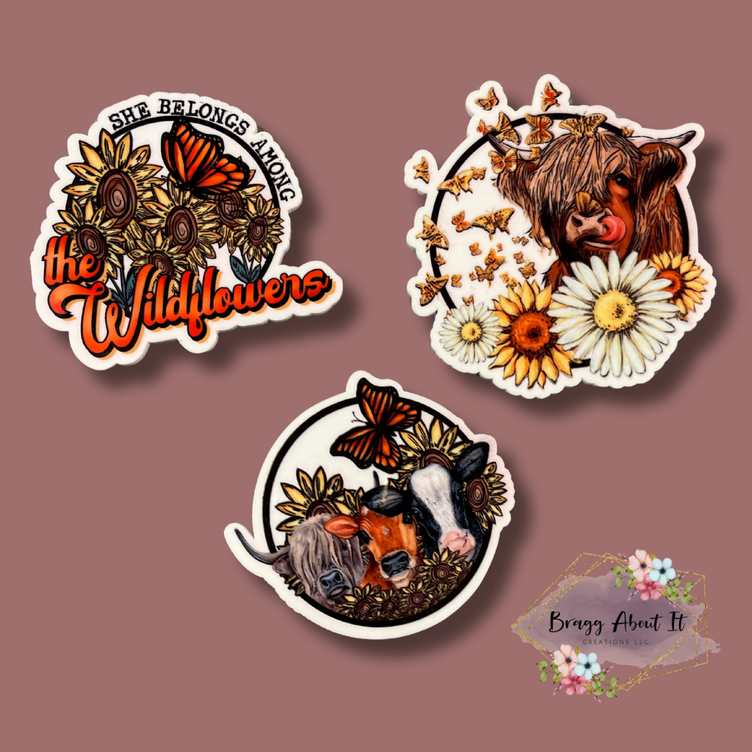 Wildflower Cow Bogg Bag Charm