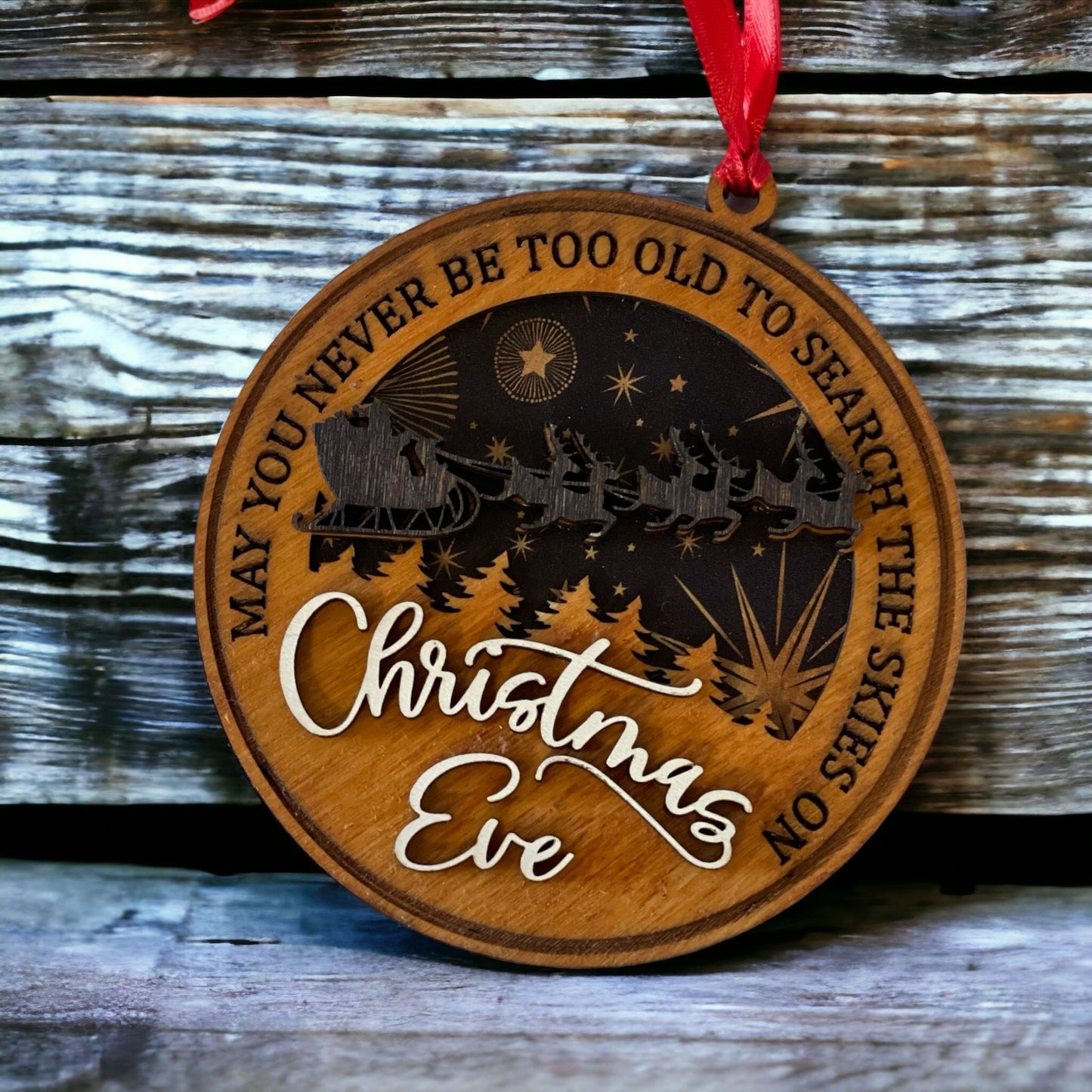 "Christmas Eve" Engraved Wooden Ornament