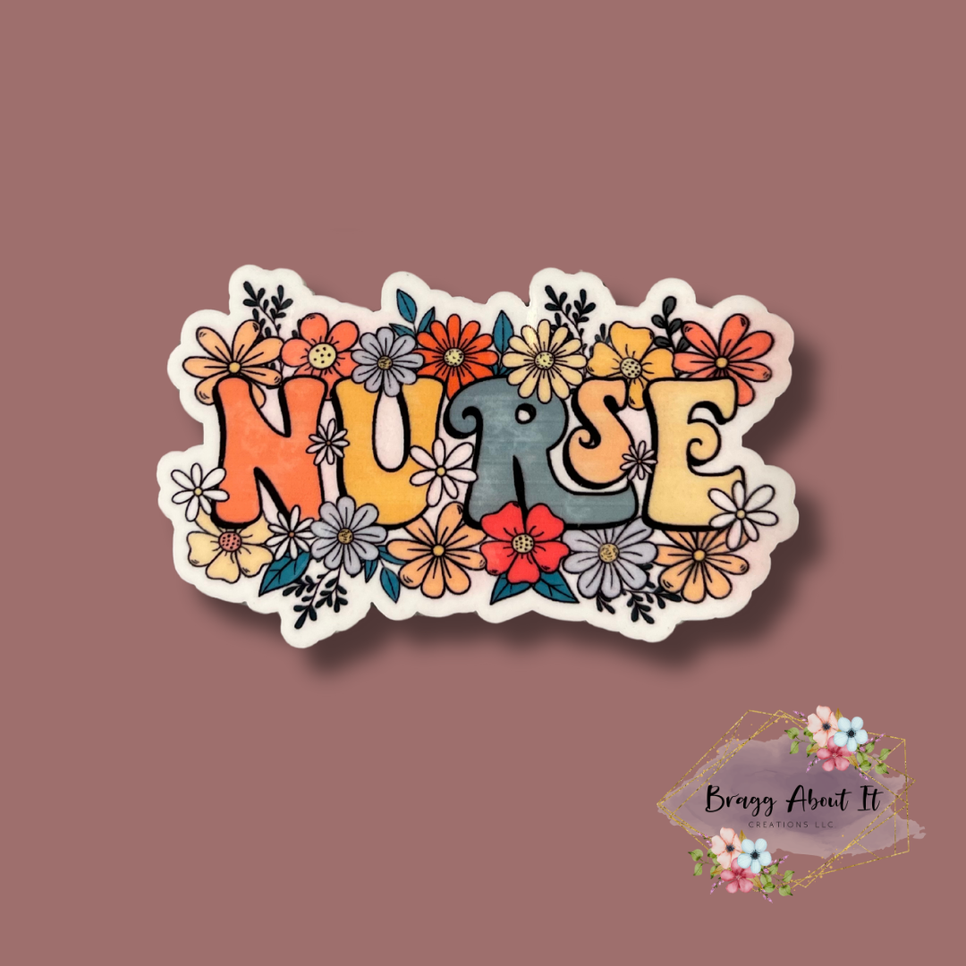 Floral "Nurse" Bogg Bag Charm